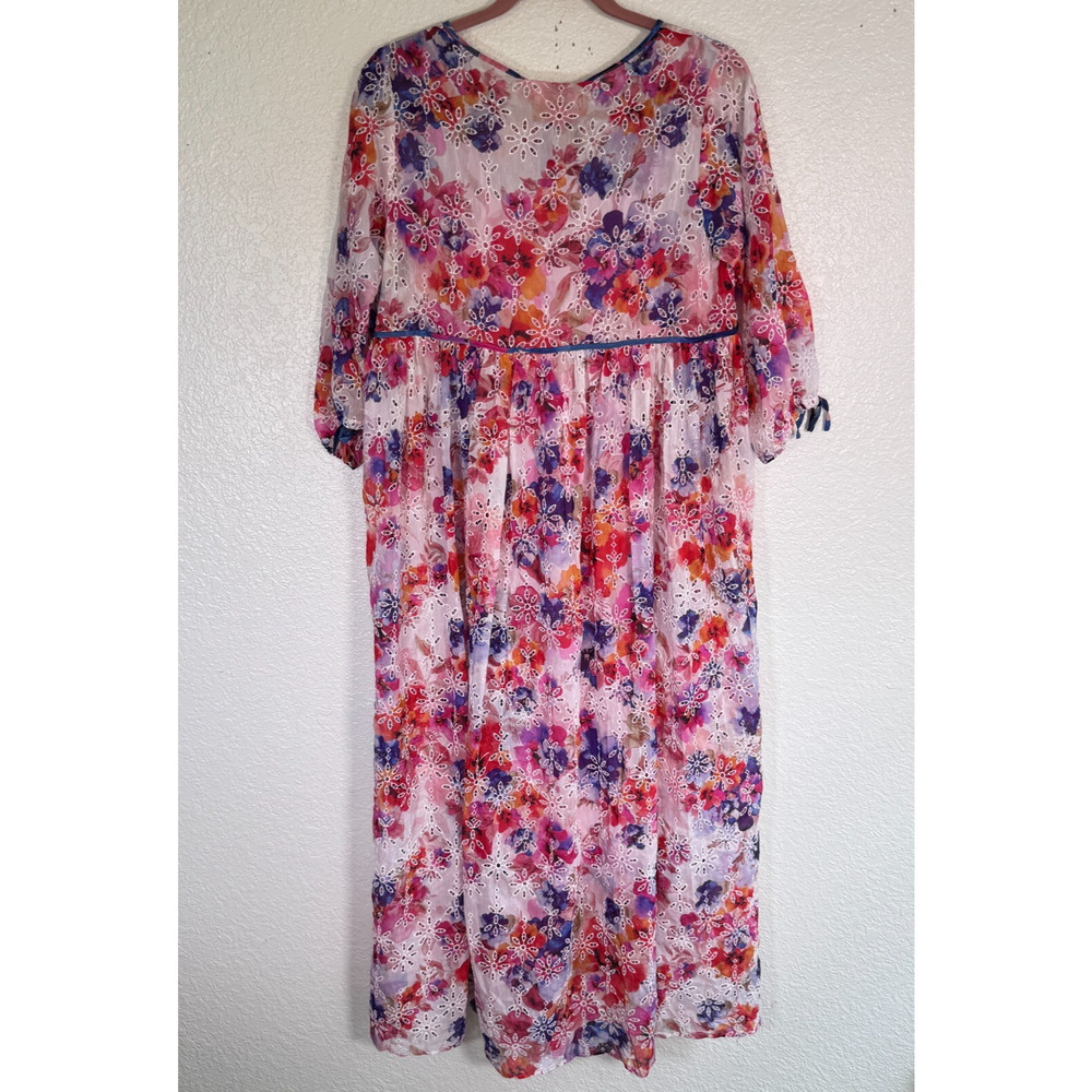 Johnny Was Dress Womens Small Summer Days Eyelet Tiered Midi Lined Boho NEW - Picture 2 of 12
